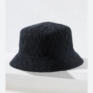 Anthropologie Nubby Black Bucket Hat Cotton Blend Knit Normcore Y2K Clueless